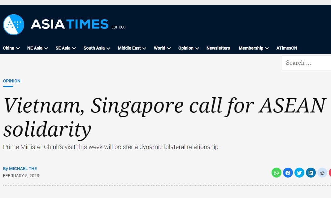 Vietnam and Singapore looking to foster greater ASEAN solidarity